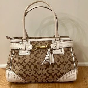 COACH Signature Tassel Satchel Handbag